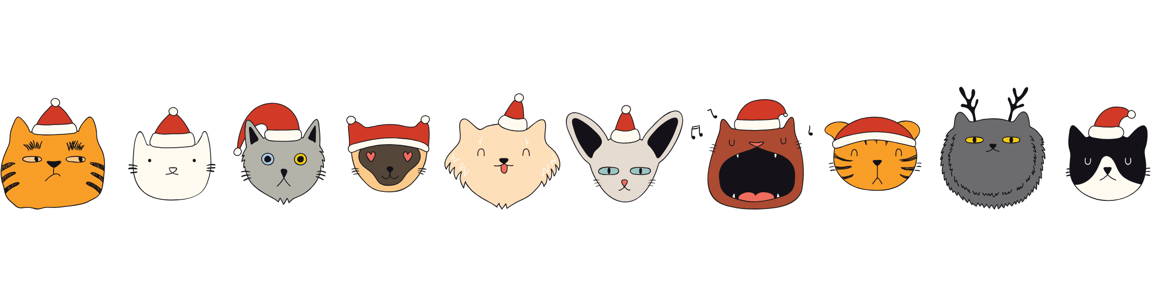 Illustrated Christmas Cats